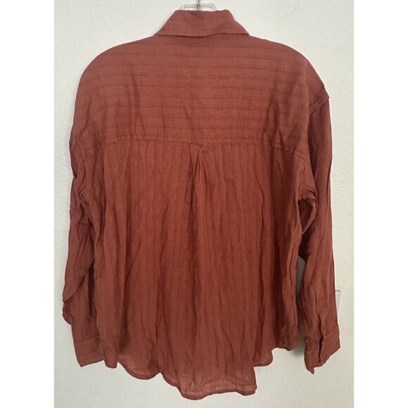 AE American Eagle Women’s Perfect Button-Up Shirt Rust Size S New - Picture 4 of 16
